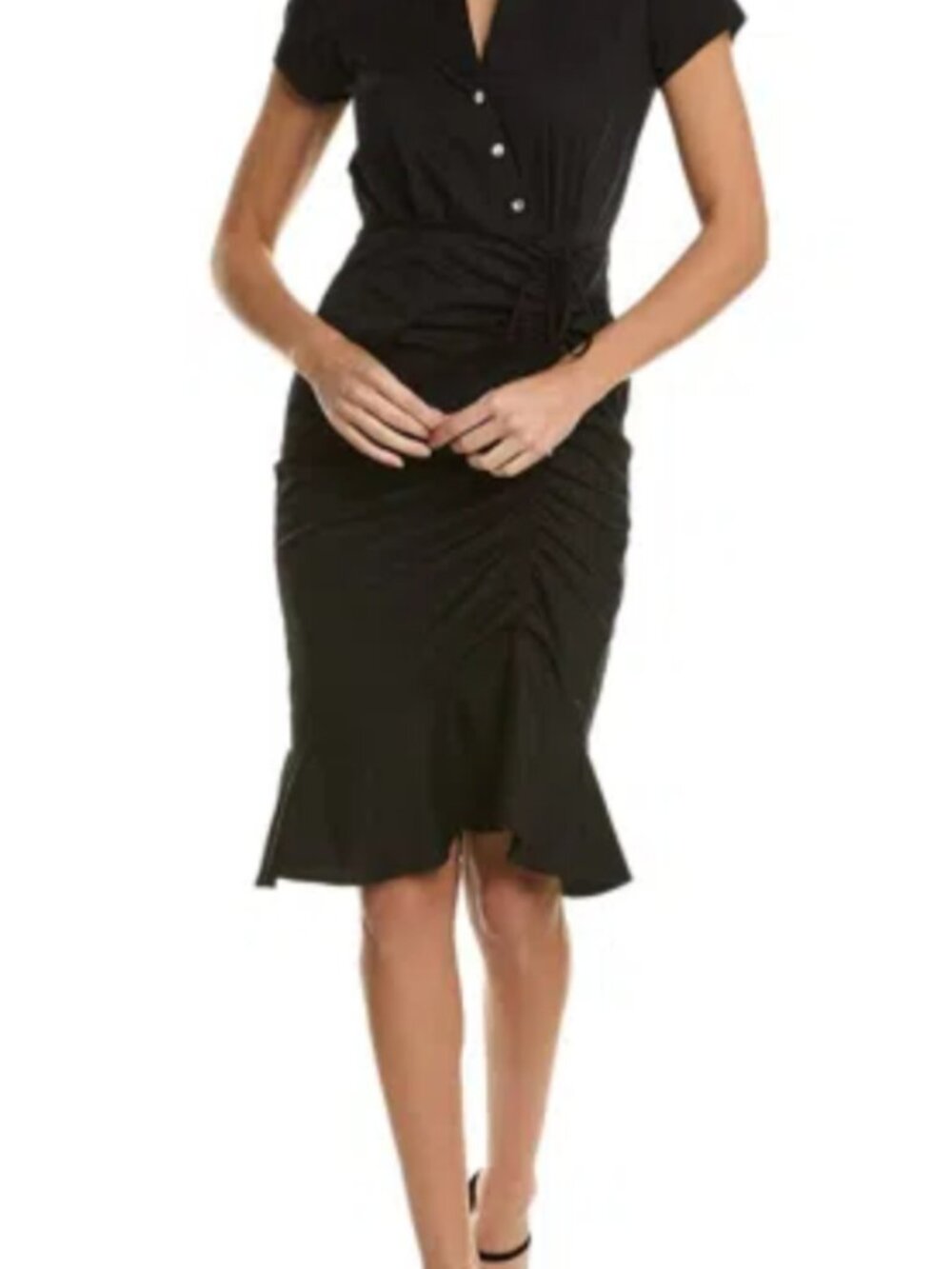NWT Elie Tahari Bodycon Midi Short Sleeve Black Dress Size 4